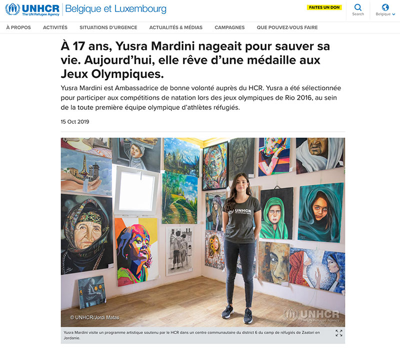 Unhcr Belgique Et Luxembourg A 17 Ans Yusra Mardini Nageait Pour Sauver Sa Vie Jordi Matas Photographer